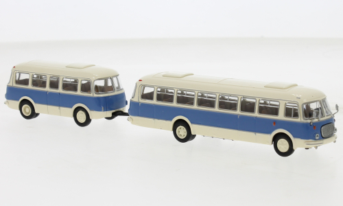 Brekina 58274 JZS Jelcz 043 Bus mit PA 01 hellbeige, blau, 1964,