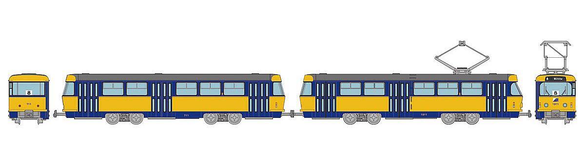 TOMYTEC 977821 Tram-system, Leipziger Straßenbahn, Typ Tatra T4+B4