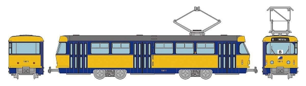 TOMYTEC 977821 Tram-system, Leipziger Straßenbahn, Typ Tatra T4+B4
