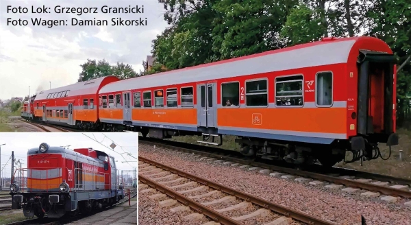 Piko 57114 Start-Set Diesellokomotive Sm42 +1x Doppelstockwagen  + 1x 120A Personenwagen Polregio A-Gleis & B