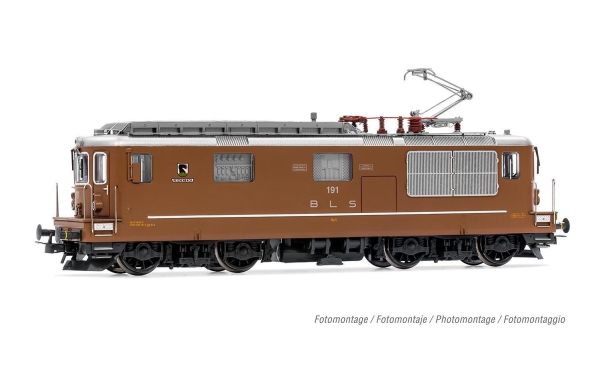 Rivarossi HR2960 BLS, vierachsige elektrische Mehrzwecklokomotive Re 4/4 191 „Reichenbach“, mit Einholmstromabnehmer, braun, Ep. IV-V