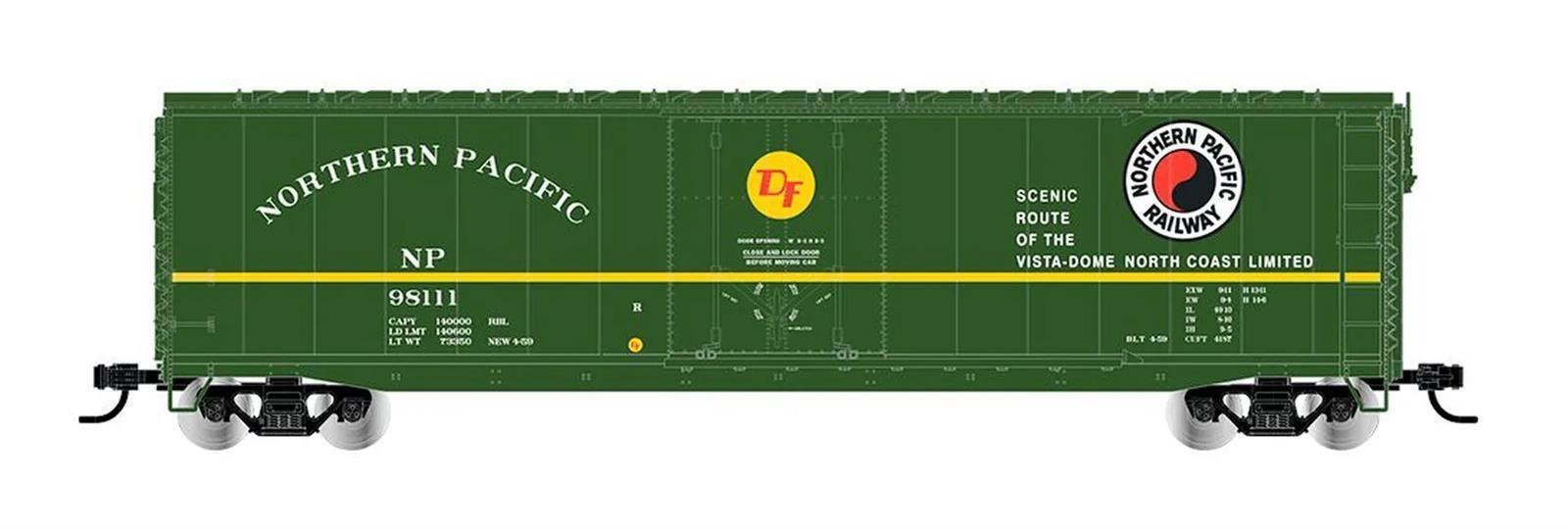Rivarossi HR6665A Northern Pacific, gedeckter Güterwagen mit Schwenkschiebetüren, grüne Farbgebung ohne Dachsteg, Betriebsnr. 98111