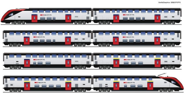 Roco 7700007 8-teiliger Set: Fernverkehrs-Doppelstockzug RABe 502, SBB