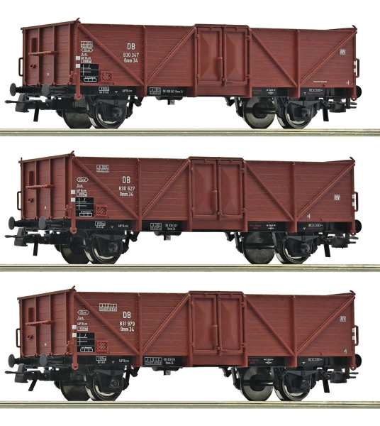 Roco 6600075 3-teiliger Set: Offene Güterwagen, DB