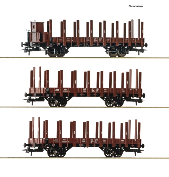 Roco 6600041 3-teiliger Set: Rungenwagen, DRG