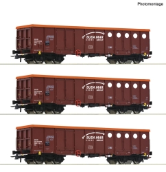 Roco 6600087 3-teiliger Set: Offene Güterwagen, Budamar