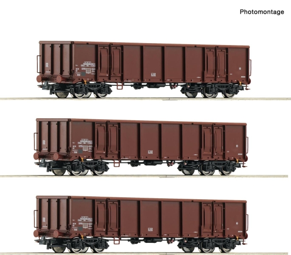 Roco 6600103 3-teiliger Set: Offene Güterwagen, DR