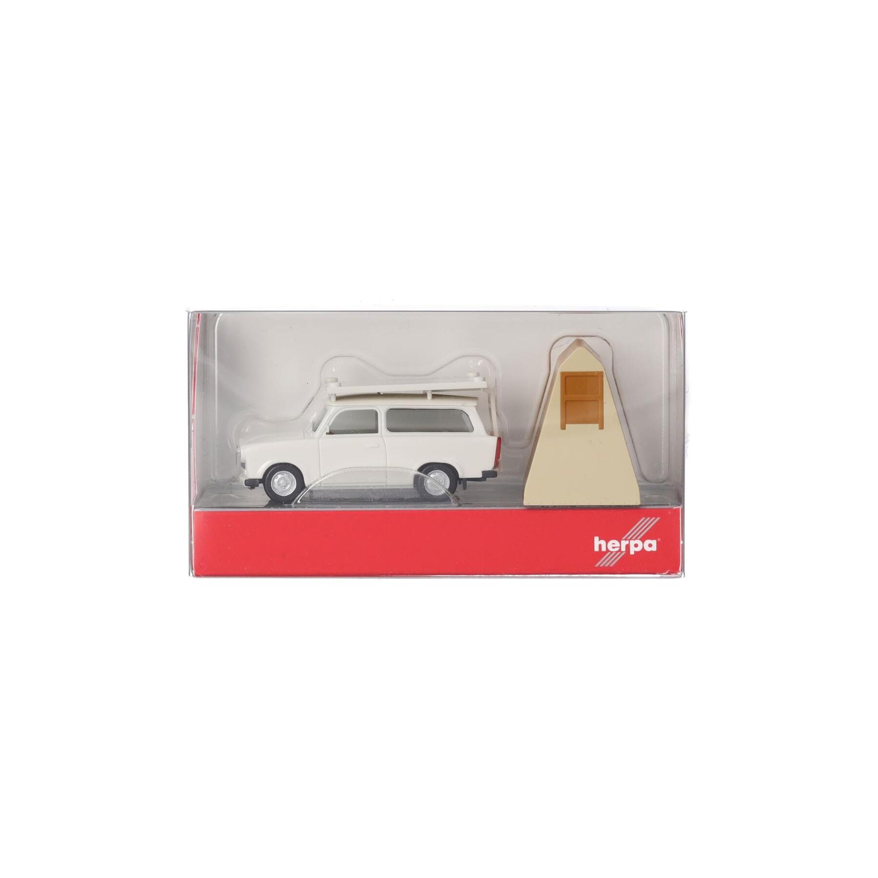 Herpa 024167-002 Trabant 601 Universal mit Dachzelt, grauweiß