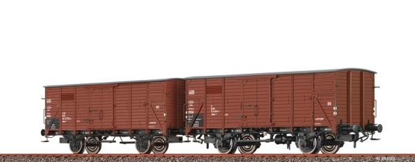 Brawa 50930  Gedeckter Güterwagen Gklm191 DB, 2er-Einheit
