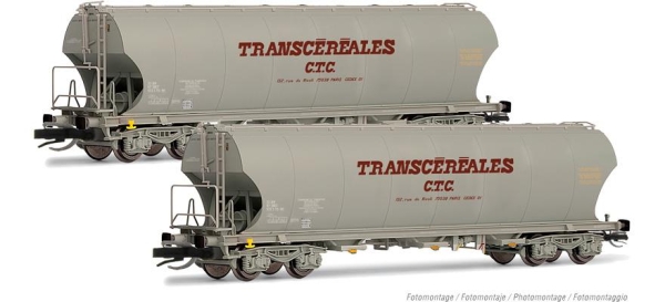 Arnold HN9748 Zweiteiliges Set Getreidesilowagen „Transcéréales / CTC“ der SNCF