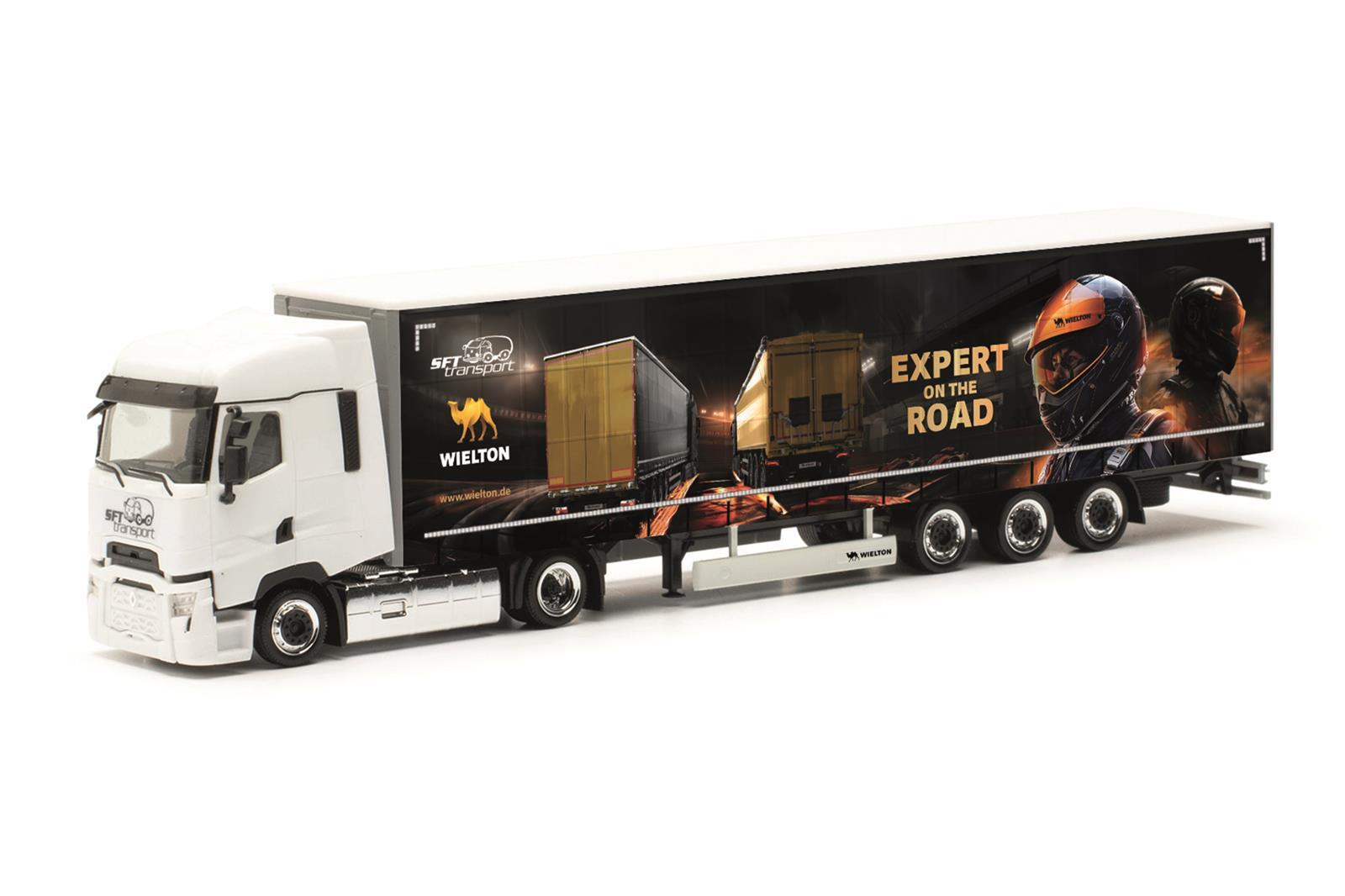 Herpa 317467 Renault T facelift Lowlinergradinenplanen-Sattelzug "SFT / Wielton" (Bayern / Küps)