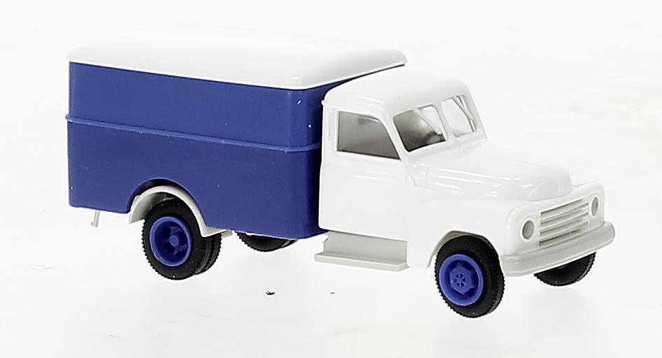 Brekina 37148 Hanomag L 28 Koffer weiss, blau, 1950,
