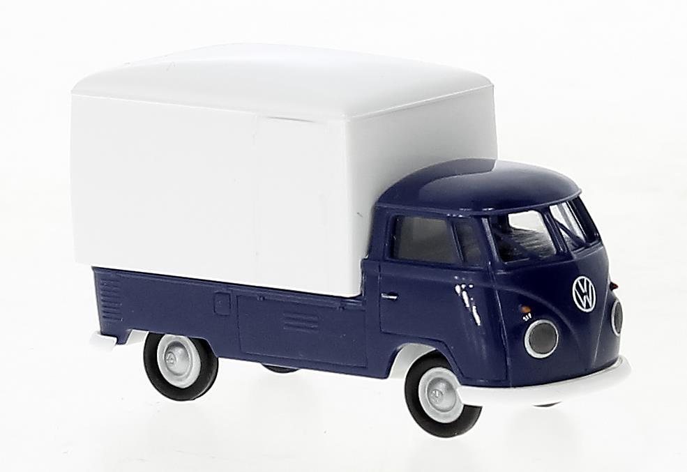 Brekina 32856 VW T1b Großraum-Koffer dunkelblau, weiss, 1960,