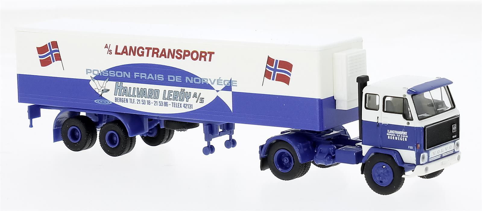 Brekina 85684 Volvo F 89 Koffer-SZ 1972, Langtransport - Hallvard Leröy,