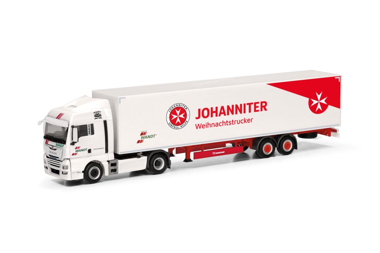 Herpa 318150 MAN TGX XLX Euro6c Koffer-Sattelzug "Wandt/Johanniter Weihnachtstruck"