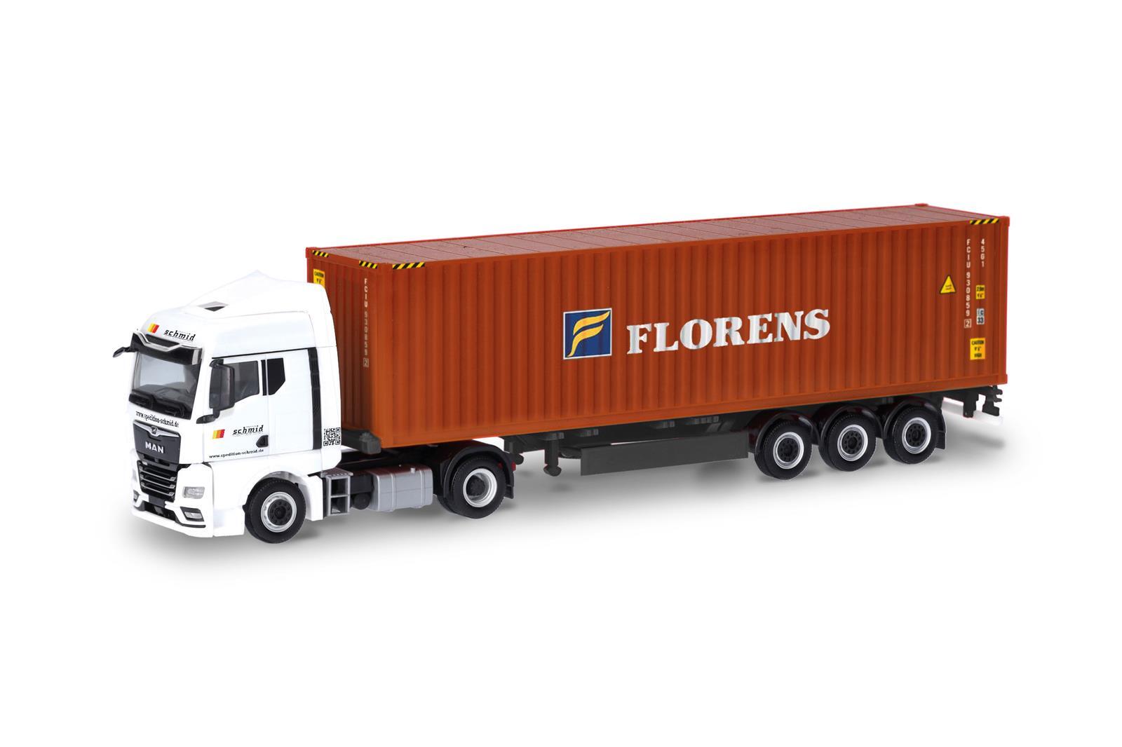 Herpa 318228 MAN TGX GM Container-Sattelzug "Schmid/Florens"