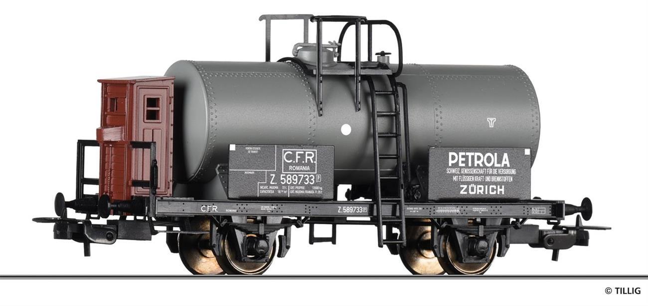 Tillig 77043 Kesselwagen „PETROLA Zürich“, eingestellt bei der CFR