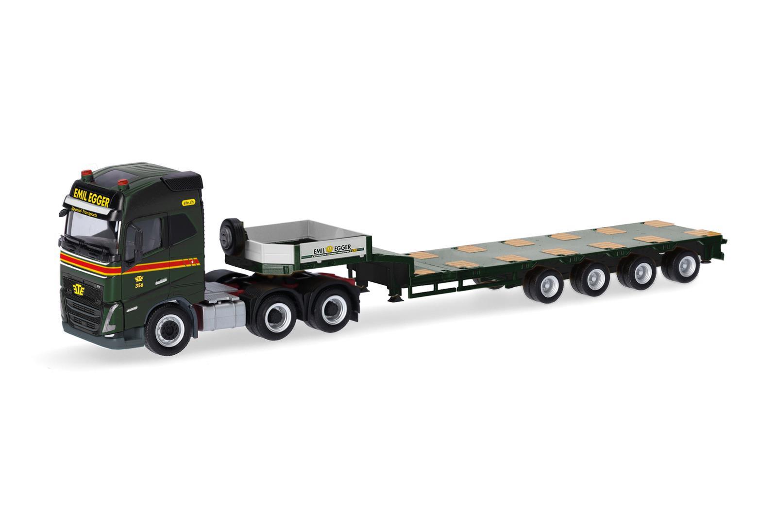 Herpa 318853   Volvo FH GL 2020 Semitieflade-Sattelzug "Emil Egger"