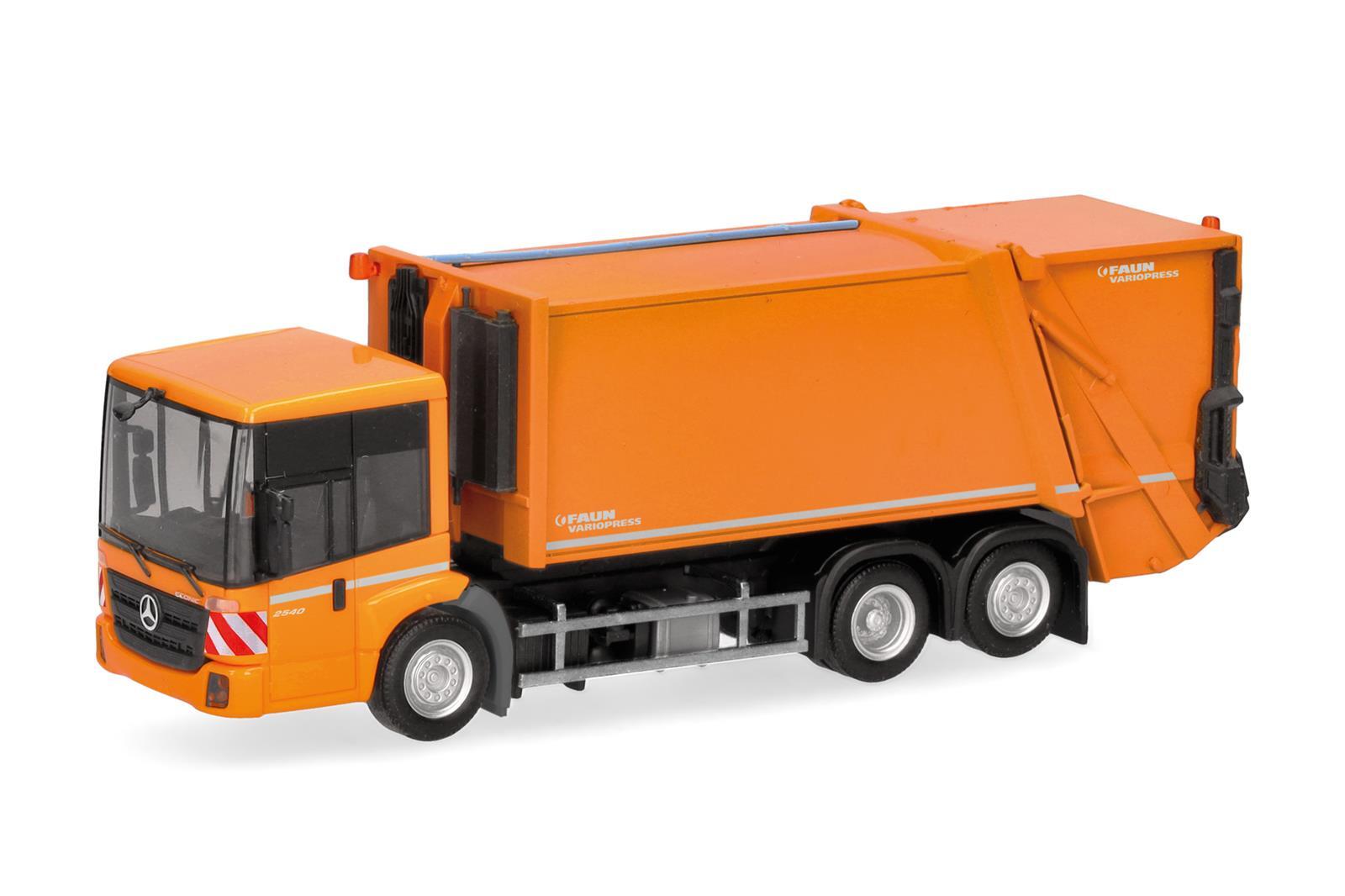 Herpa 319003 Mercedes-Benz Econic Pressmüllfahrzeug FAUN VARIOPRESS, kommunalorange