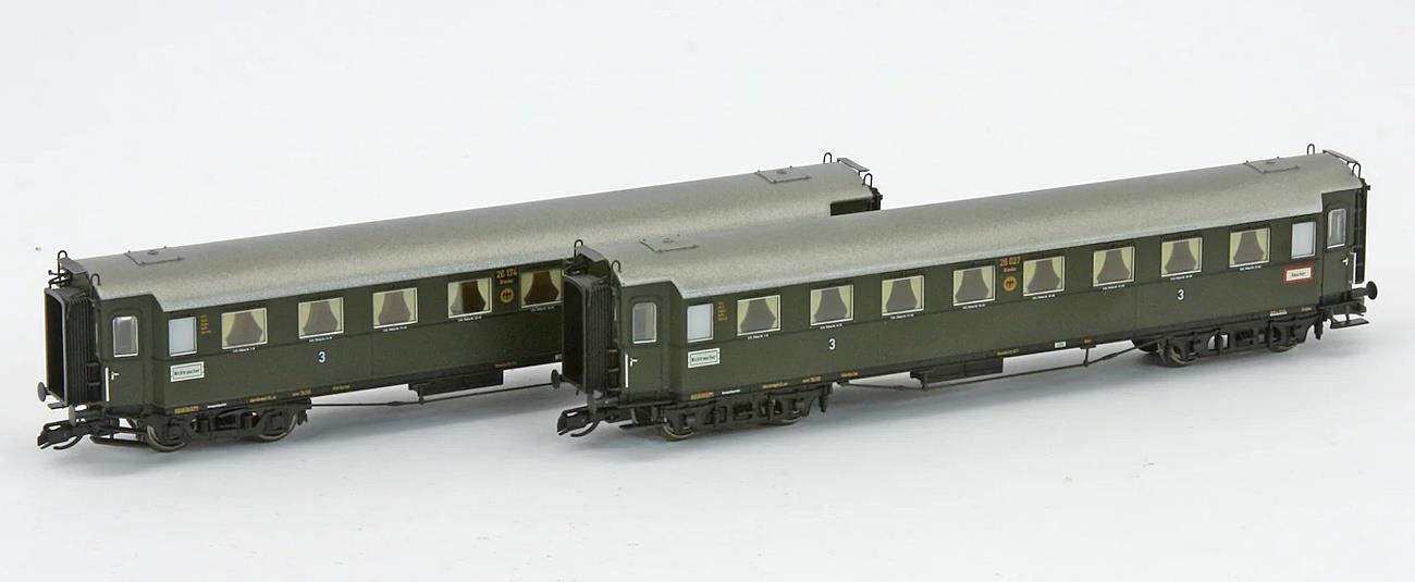 Saxonia 120179 TT 2er Set Personenwagen C4Ü Sa 07 m. Beleuchtung, DRG Ep.II