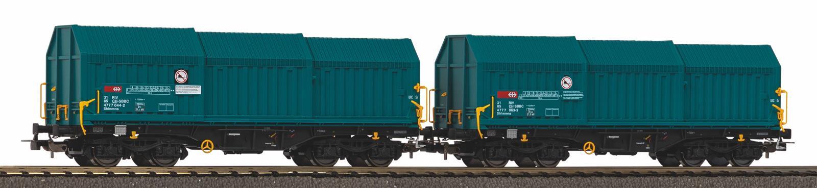 Piko 28304 H0 2er Set Teleskophaubenwagen mit Y-Drehgestellen CH-SBB C