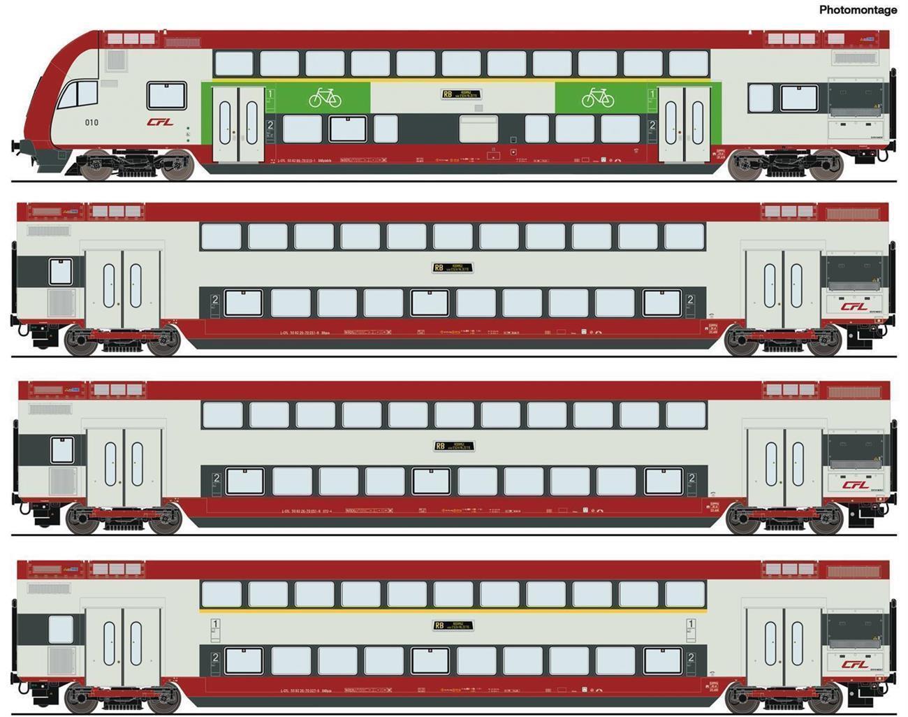 Roco 6210148 H0 4-teiliger Set: Doppelstockwagen CFL