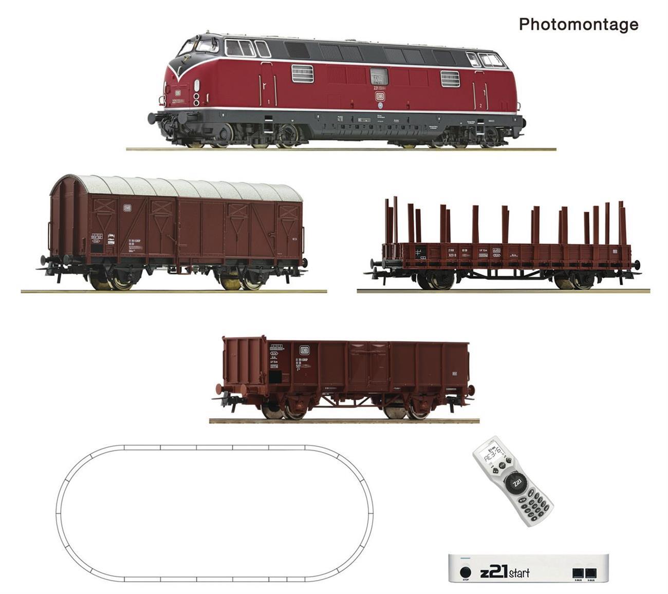Roco 5110008 H0 z21 start Digitalset: Diesellokomotive BR  BR 221 mit Güterzug DB