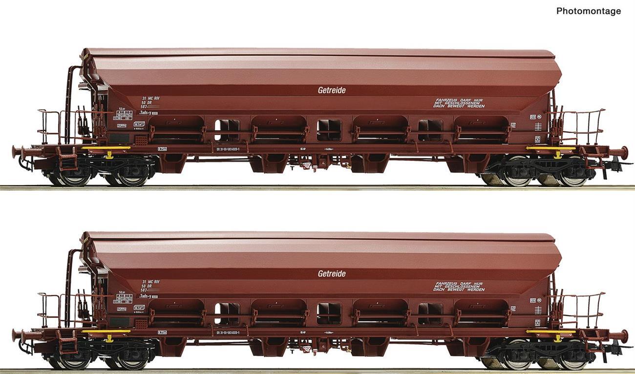 Roco 6600125 H0 2-teiliger Set: Schwenkdachwagen DR