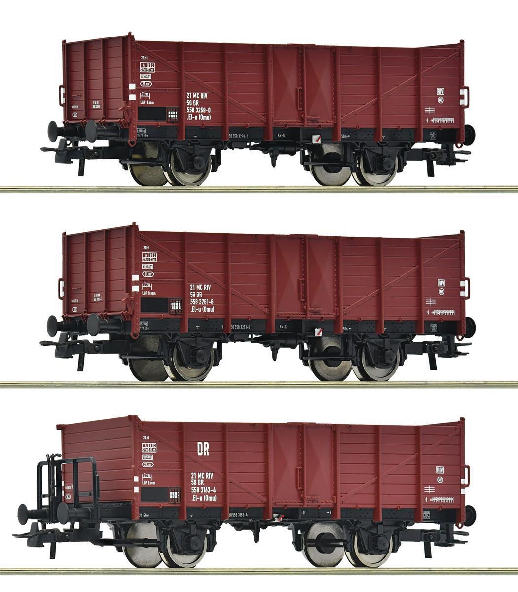 Roco 6600146 H0 3-teiliger Set: Offene Güterwagen DR