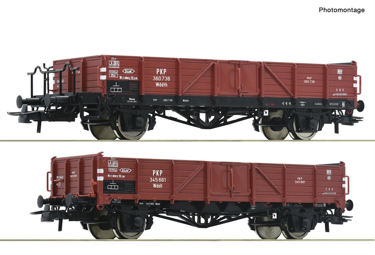 Roco 6600150 H0 2-teiliger Set: Offene Güterwagen PKP