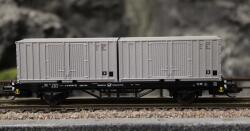 Tillig 01109 TT Güterwagenset der Deutschen Post, bestehend aus zwei Containertragwagen Lgklps mit Beladung