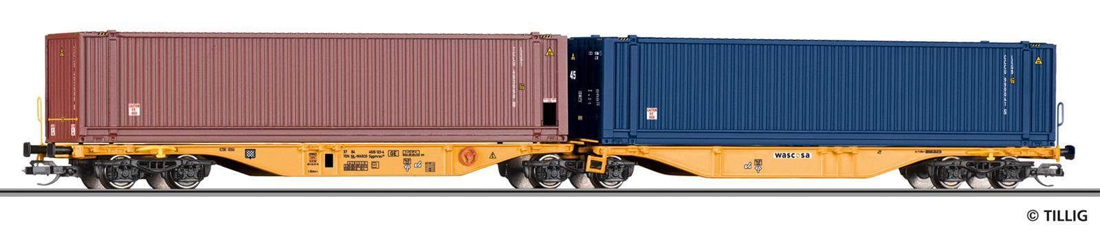 Tillig 18079 TT Containertragwagen Sggmrss der WASCOSA