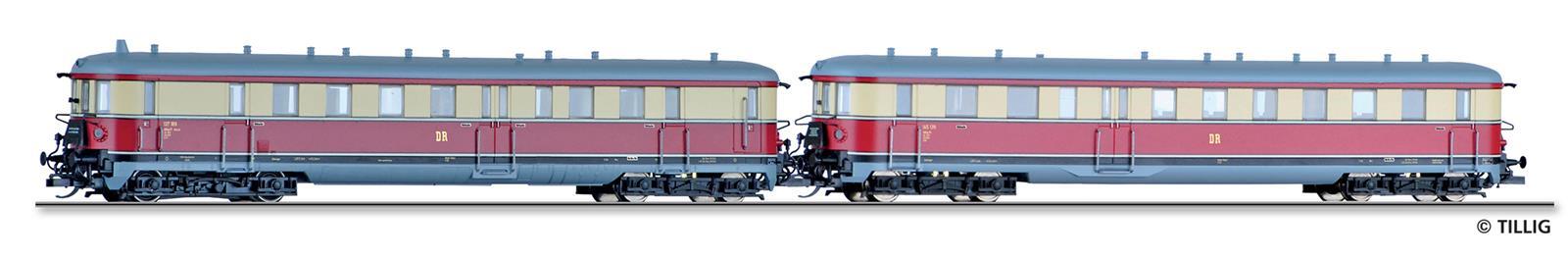 Tillig 02857 TT Triebwagen VT 137 mit Steuerwagen VS 145 der DR