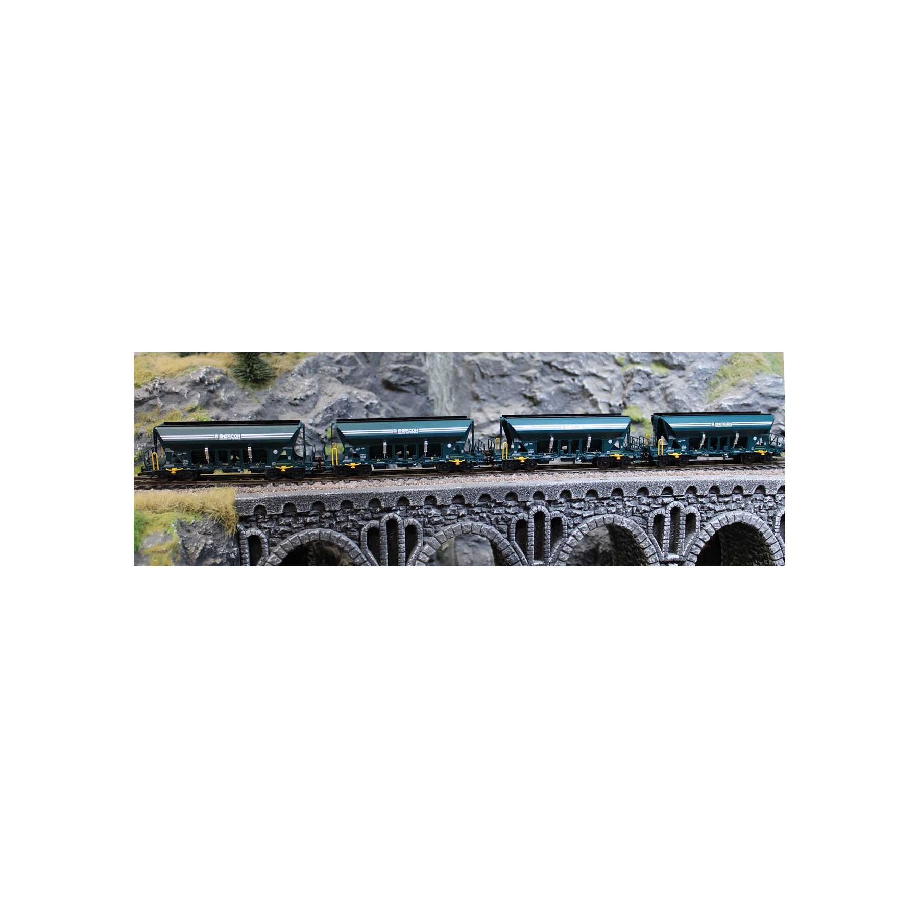 Tillig 01094 TT Güterzugset Sandtransport der Enercon GmbH, bestehend aus einer Elektrolokomotive BR 193 und vier Selbstentladewagen Faccns