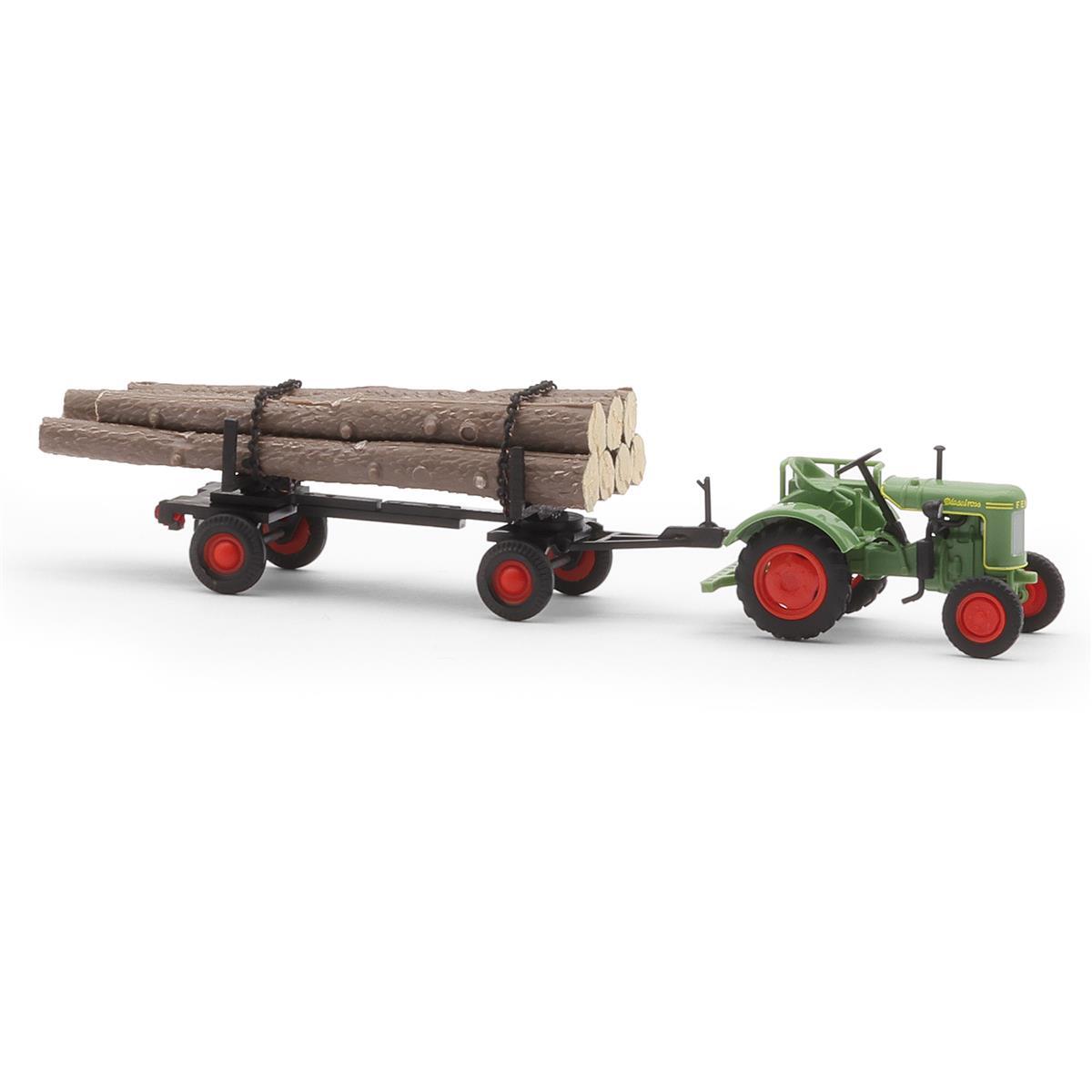 Busch 54152 H0 Fendt F 15 Dieselross mit Holzanhänger