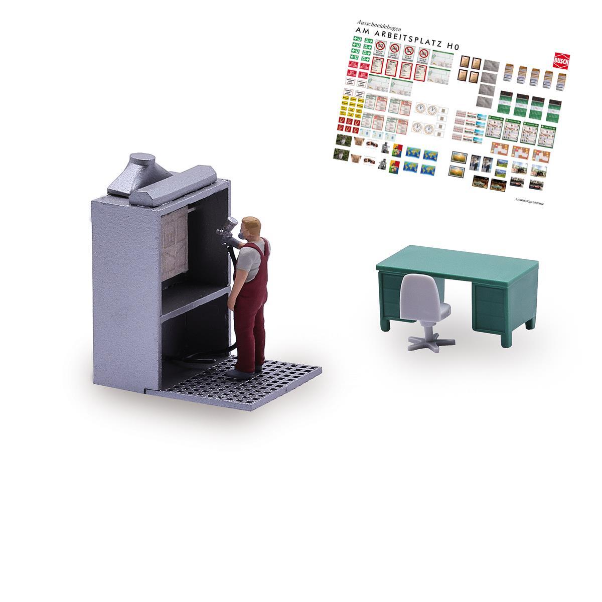 Busch 79905 H0 Action Set: Lackierer mit Kabine
