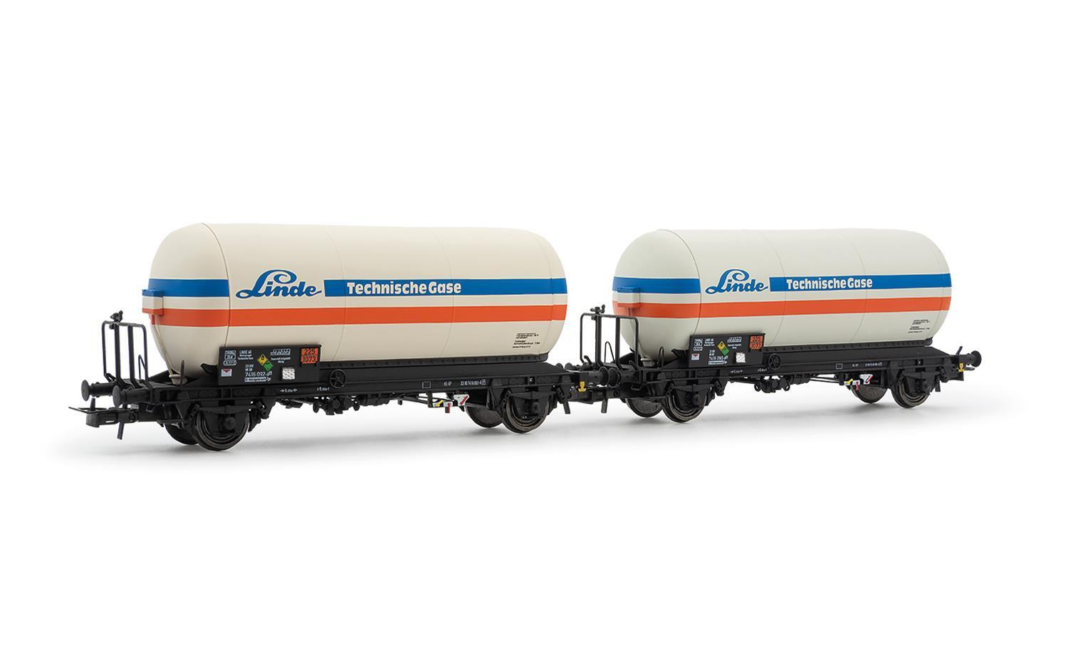 Rivarossi HR6643 H0 Set 2-achs. Gaskesselwagen der Bauart Zgs, Linde DB