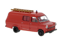 Brekina 34160 H0 Ford Transit Mk.1 der Feuerwehr rot/schwarz