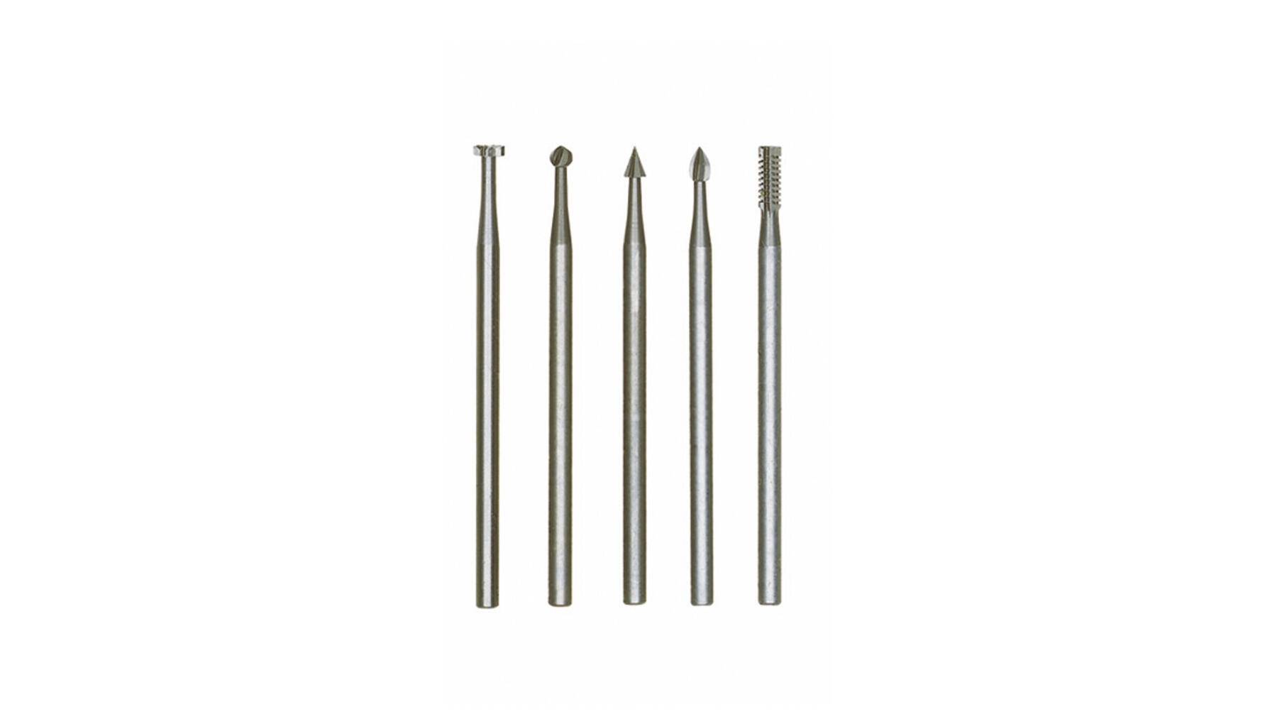 Proxxon 4528710  Feinfräsersatz (Wolfram-Vanadiumstahl), 5-tlg. (Rad, Kugel, Kegel, Zyl., Elypse)