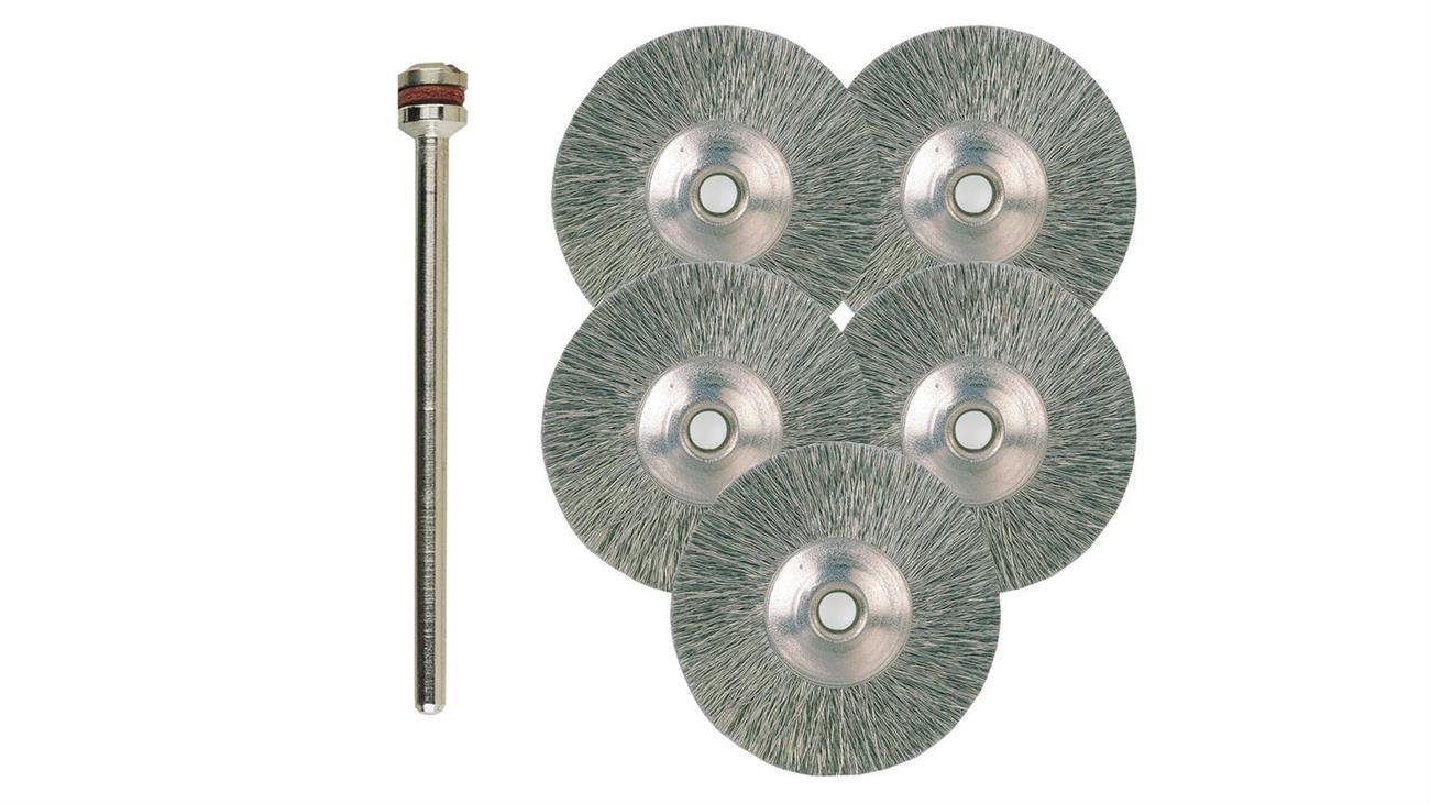 Proxxon 4528956  Radbürsten, Edelstahl, Ø 22 mm, 5 Stück + 1 Träger