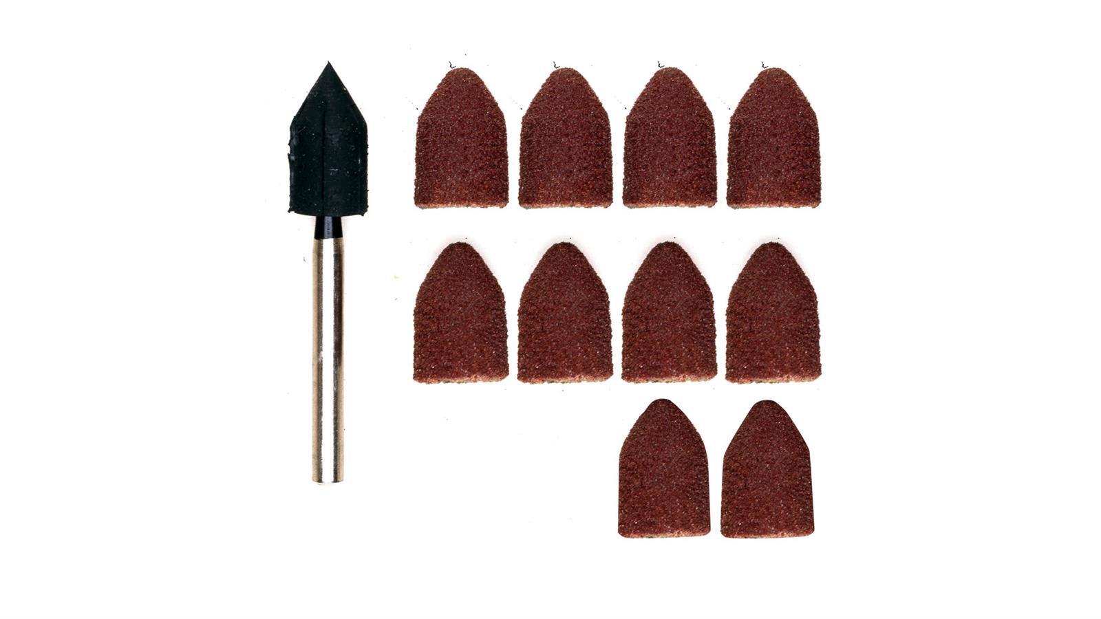 Proxxon 4528987  Schleifkappen Ø 9 mm, je 5 Stück Korn 80 + 150, mit Träger