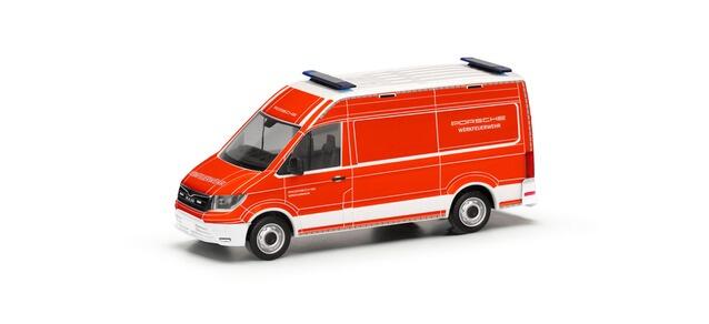 Herpa 098540 MAN TGE Kasten Hochdach "Werkfeuerwehr Porsche Stuttgart"