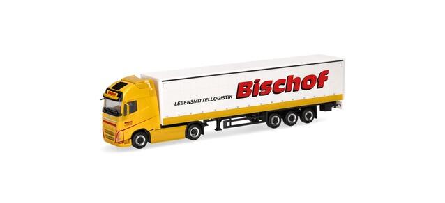 Herpa 319348 Volvo FH GL XL electric Gardinenplanen-Sattelzug mit Bordwänden "Bischof"