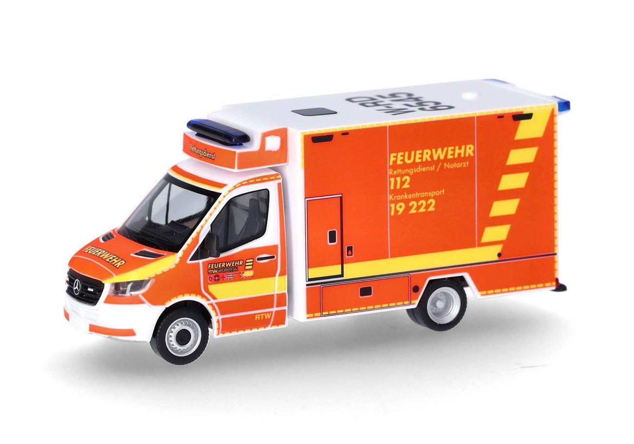 Herpa 097987 1:87 Mercedes-Benz Sprinter 18 RTW "Feuerwehr Wuppertal" (Nordrhein-Westfalen/Wuppertal)