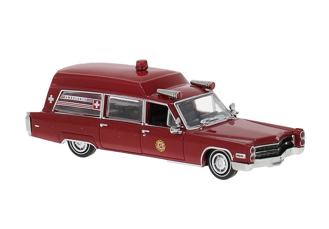 Brekina 19775 H0 Cadillac Meteor Ambulance 1966, rot