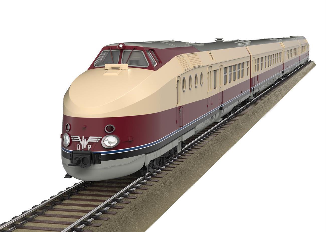 Trix T25175 4-teiliger Dieseltriebzug VT 18.16 DR - Museumszug - Sound Version - Epoche VI
