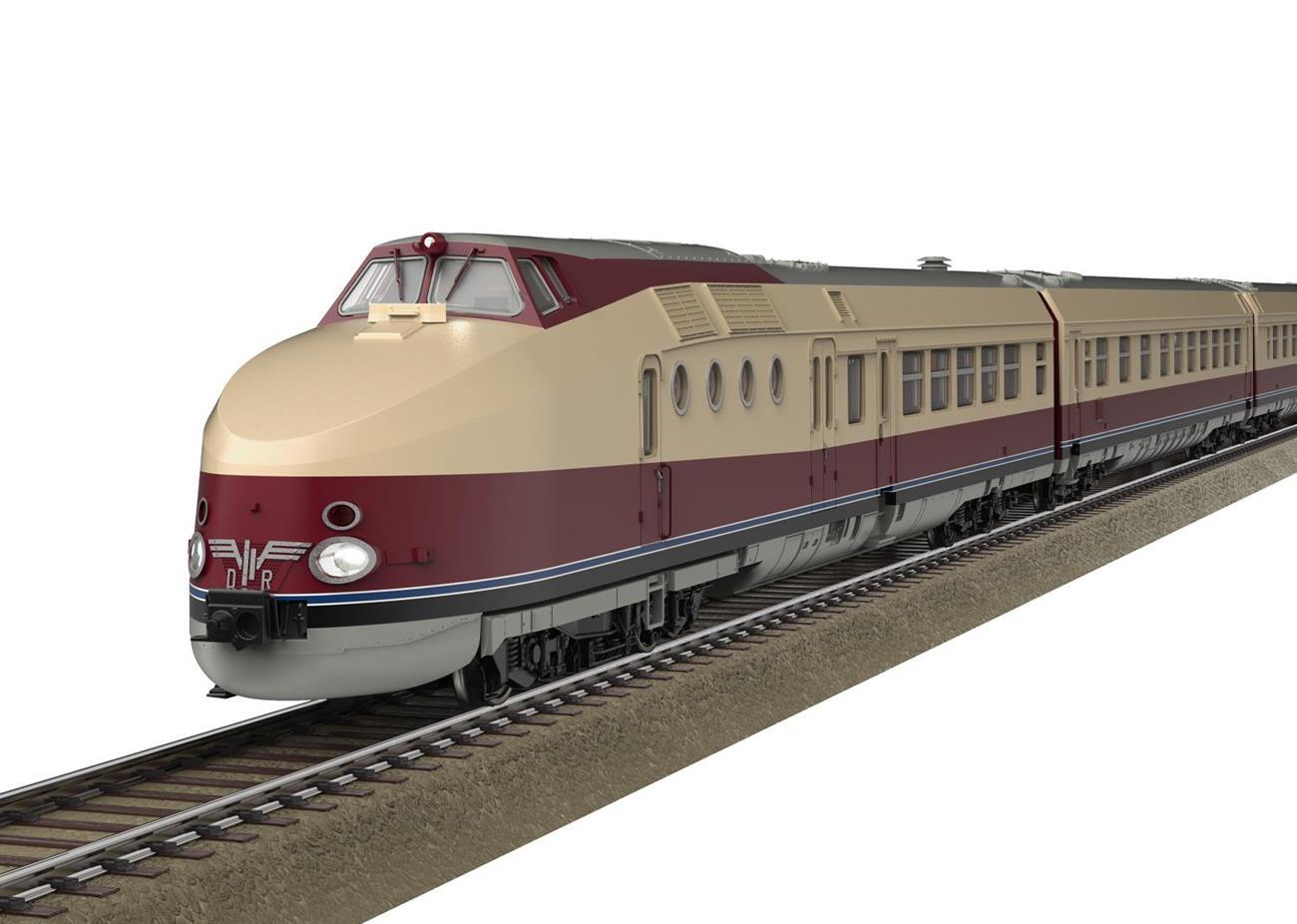 Trix T25175 4-teiliger Dieseltriebzug VT 18.16 DR - Museumszug - Sound Version - Epoche VI