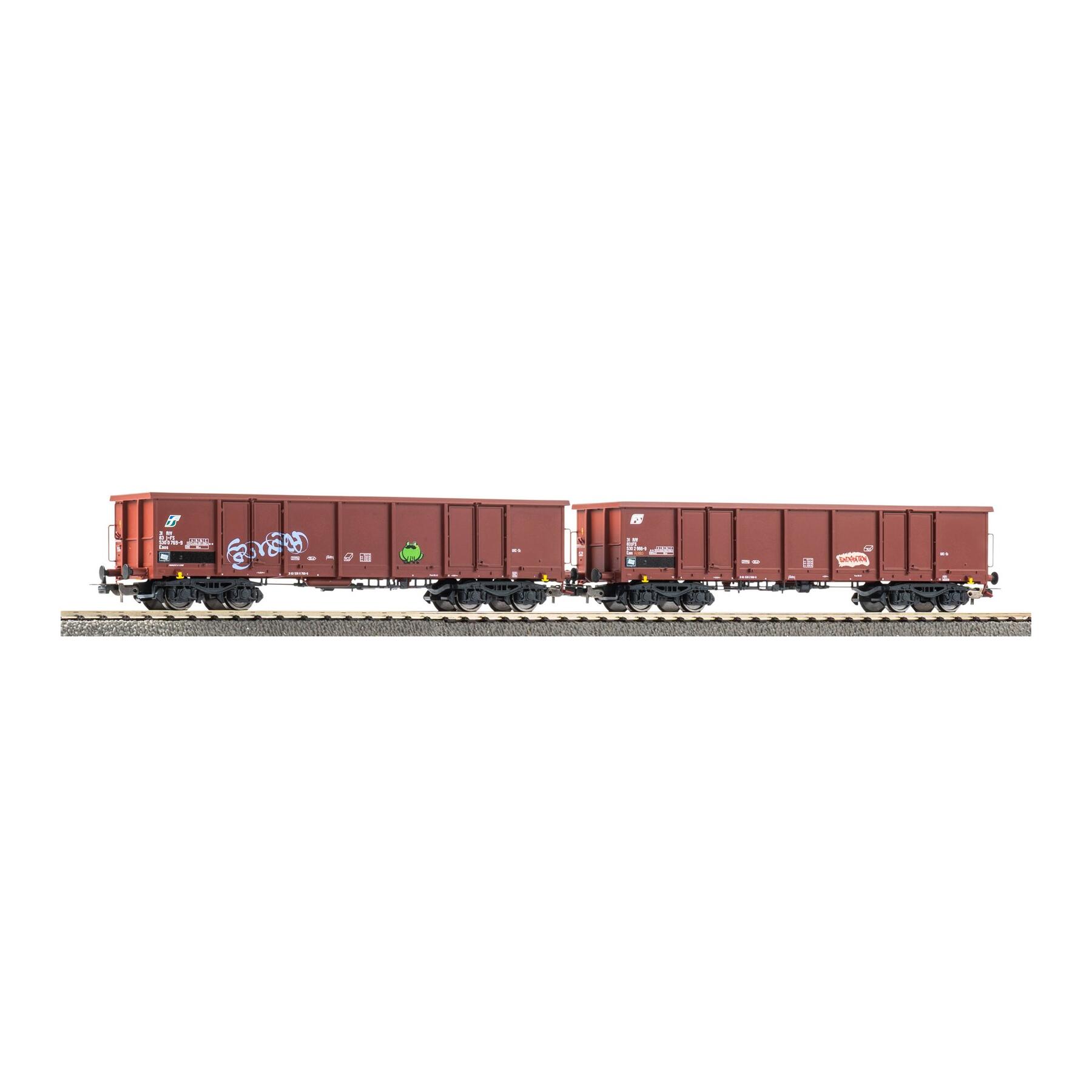 Piko 28310 H0 2er Set Offene Güterwagen Eaos mit Graffiti FS Epoche V