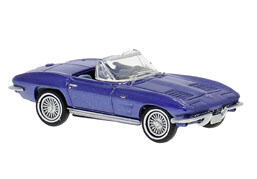 Brekina 18028 H0 Chevrolet Corvette C2 Cabrio, blau met. offen
