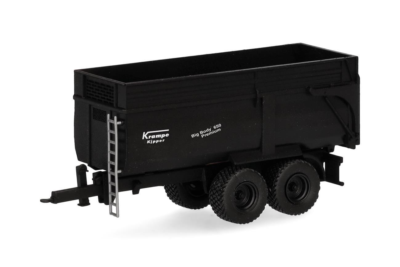 Herpa 077095 Krampe Kippmuldenanhänger BigBody 650 2achs, schwarz